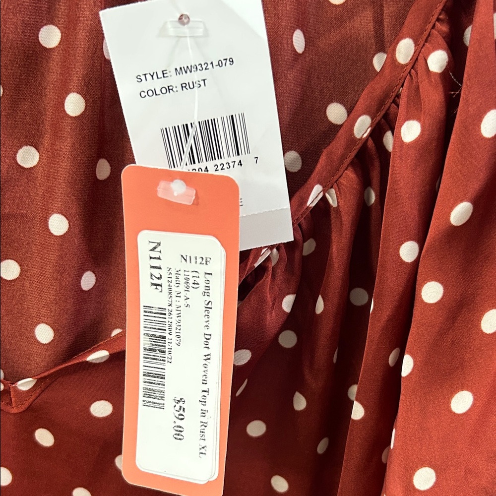 Rust Polka Dot Blouse - Picture 2 of 3